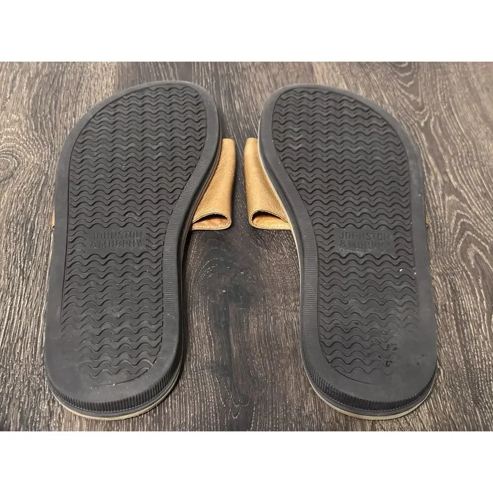 Johnston & Murphy Men’s Brown Leather Slide Sandals Size 11 Brown Made in Brazil